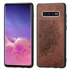For Galaxy S10+ Embossed Mandala Pattern PC + TPU + Fabric Phone Case with Lanyard & Magnetic(Brown) - 1