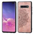 For Galaxy S10+ Embossed Mandala Pattern PC + TPU + Fabric Phone Case with Lanyard & Magnetic(Rose Gold) - 1
