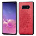 For Galaxy S10e Embossed Mandala Pattern PC + TPU + Fabric Phone Case with Lanyard & Magnetic(Red) - 1
