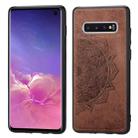 For Galaxy S10 Embossed Mandala Pattern PC + TPU + Fabric Phone Case with Lanyard & Magnetic(Brown) - 1