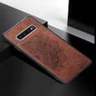 For Galaxy S10 Embossed Mandala Pattern PC + TPU + Fabric Phone Case with Lanyard & Magnetic(Brown) - 2