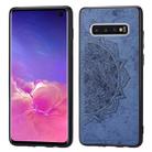 For Galaxy S10 Embossed Mandala Pattern PC + TPU + Fabric Phone Case with Lanyard & Magnetic(Blue) - 1