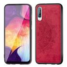 For Galaxy A70 Embossed Mandala Pattern PC + TPU + Fabric Phone Case with Lanyard & Magnetic(Red) - 1