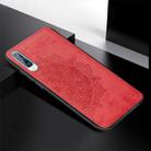 For Galaxy A70 Embossed Mandala Pattern PC + TPU + Fabric Phone Case with Lanyard & Magnetic(Red) - 2