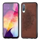 For Galaxy A70 Embossed Mandala Pattern PC + TPU + Fabric Phone Case with Lanyard & Magnetic(Brown) - 1