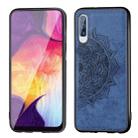 For Galaxy A70 Embossed Mandala Pattern PC + TPU + Fabric Phone Case with Lanyard & Magnetic(Blue) - 1