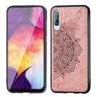 For Galaxy A70 Embossed Mandala Pattern PC + TPU + Fabric Phone Case with Lanyard & Magnetic(Rose Gold) - 1