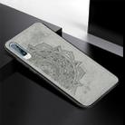 For Galaxy A50 Embossed Mandala Pattern PC + TPU + Fabric Phone Case with Lanyard & Magnetic(Gray) - 2