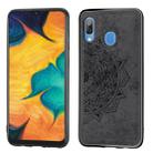 For Galaxy A30 & A20 Embossed Mandala Pattern PC + TPU + Fabric Phone Case with Lanyard & Magnetic(Black) - 1