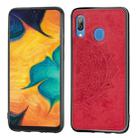 For Galaxy A30 & A20 Embossed Mandala Pattern PC + TPU + Fabric Phone Case with Lanyard & Magnetic(Red) - 1