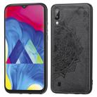 For Galaxy M10 Embossed Mandala Pattern PC + TPU + Fabric Phone Case with Lanyard & Magnetic(Black) - 1