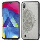 For Galaxy M10 Embossed Mandala Pattern PC + TPU + Fabric Phone Case with Lanyard & Magnetic(Gray) - 1