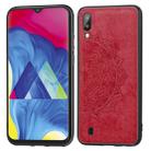 For Galaxy M10 Embossed Mandala Pattern PC + TPU + Fabric Phone Case with Lanyard & Magnetic(Red) - 1