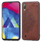 For Galaxy M10 Embossed Mandala Pattern PC + TPU + Fabric Phone Case with Lanyard & Magnetic(Brown) - 1