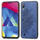 For Galaxy M10 Embossed Mandala Pattern PC + TPU + Fabric Phone Case with Lanyard & Magnetic(Blue) - 1