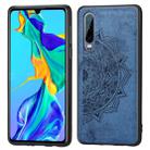 For Huawei P30 Embossed Mandala Pattern PC + TPU + Fabric Phone Case with Lanyard & Magnetic(Blue) - 1
