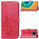 For Huawei Mate 30 Four-leaf Clasp Embossed Buckle Mobile Phone Protection Leather Case with Lanyard & Card Slot & Wallet & Bracket Function(Magenta) - 1