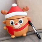 For Apple AirPods 1/2 Gen Universal Santa Claus and Santa Deer Bluetooth Headphone Protective Case(Brown) - 1