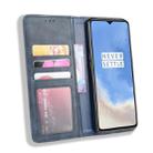 For OnePlus 7T  Magnetic Buckle Retro Crazy Horse Texture Horizontal Flip Leather Case  , with Holder & Card Slots & Photo Frame(Blue) - 6