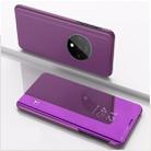 For One Plus 7T Plated Mirror Horizontal Flip Leather Case  with Stand Mobile Phone Holster(Purple) - 1