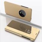 For One Plus 7T Plated Mirror Horizontal Flip Leather Case  with Stand Mobile Phone Holster(Gold) - 1