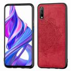 For Huawei Honor 9X    Embossed Mandala Pattern PC + TPU + Fabric Phone Case with Lanyard & Magnetic(Red) - 1