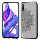 For Huawei Honor 9X    Embossed Mandala Pattern PC + TPU + Fabric Phone Case with Lanyard & Magnetic(Gray) - 1