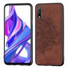 For Huawei Honor 9X    Embossed Mandala Pattern PC + TPU + Fabric Phone Case with Lanyard & Magnetic(Brown) - 1