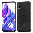 For Huawei Honor 9X Pro   Embossed Mandala Pattern PC + TPU + Fabric Phone Case with Lanyard & Magnetic(Black) - 1