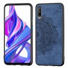 For Huawei Honor 9X Pro   Embossed Mandala Pattern PC + TPU + Fabric Phone Case with Lanyard & Magnetic(Blue) - 1