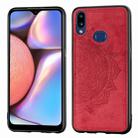 For Galaxy A10s   Embossed Mandala Pattern PC + TPU + Fabric Phone Case with Lanyard & Magnetic(Red) - 1