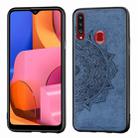 For Galaxy A20s  Embossed Mandala pattern PC + TPU + Fabric Phone Case  with Lanyard & Magnetic(Blue) - 1