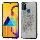 For Galaxy M30s  Embossed Mandala Pattern PC + TPU + Fabric Phone Case  with Lanyard & Magnetic(Gray) - 1