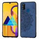 For Galaxy M30s  Embossed Mandala Pattern PC + TPU + Fabric Phone Case  with Lanyard & Magnetic(Blue) - 1