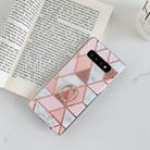 For Galaxy S10 Plus  Plating Colorful Geometric Pattern Mosaic Marble TPU Mobile Phone Case Rhinestone Stand Ring(Pink PR1) - 1