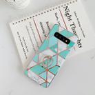 For Galaxy S10  Plating Colorful Geometric Pattern Mosaic Marble TPU Mobile Phone Case Rhinestone Stand Ring(Green PR2) - 1