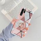 For Huawei P30 Pro  Plating Colorful Geometric Pattern Mosaic Marble TPU Mobile Phone Case Rhinestone Stand Ring(Pink PR1) - 1