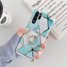 For Huawei P30 Pro  Plating Colorful Geometric Pattern Mosaic Marble TPU Mobile Phone Case Rhinestone Stand Ring(Green PR2) - 1