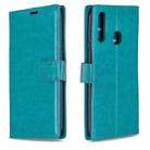 For Galaxy A20S Crazy Horse Texture Horizontal Flip Leather Case with Holder & Card Slots & Wallet & Photo Frame(Blue) - 1