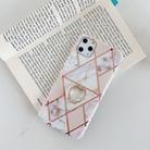 For iPhone 11 Pro Plating Colorful Geometric Pattern Mosaic Marble TPU Mobile Phone CaseRhinestone Stand Ring(White PR3) - 1