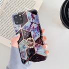 For iPhone 11 Pro Max Plating Colorful Geometric Pattern Mosaic Marble TPU Mobile Phone Case Rhinestone Stand Ring(Black PR6) - 1