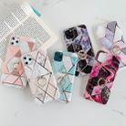 For iPhone 11 Pro Max Plating Colorful Geometric Pattern Mosaic Marble TPU Mobile Phone Case Rhinestone Stand Ring(Black PR6) - 3