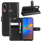 For MOTO E6 Plus Litchi Texture Horizontal Flip Leather Case with Wallet & Holder & Card Slots(Black) - 1