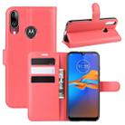 For MOTO E6 Plus Litchi Texture Horizontal Flip Leather Case with Wallet & Holder & Card Slots(Red) - 1