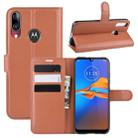 For MOTO E6 Plus Litchi Texture Horizontal Flip Leather Case with Wallet & Holder & Card Slots(Brown) - 1