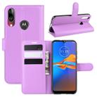 For MOTO E6 Plus Litchi Texture Horizontal Flip Leather Case with Wallet & Holder & Card Slots(Purple) - 1