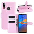 For MOTO E6 Plus Litchi Texture Horizontal Flip Leather Case with Wallet & Holder & Card Slots(Pink) - 1