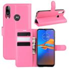 For MOTO E6 Plus Litchi Texture Horizontal Flip Leather Case with Wallet & Holder & Card Slots(Rose red) - 1