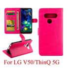 For LG V50/ThinQ 5G Crazy Horse Texture Horizontal Flip Leather Case with Holder & Card Slots & Wallet & Photo Frame(Magenta) - 1