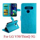 For LG V50/ThinQ 5G Crazy Horse Texture Horizontal Flip Leather Case with Holder & Card Slots & Wallet & Photo Frame(Baby Blue) - 1